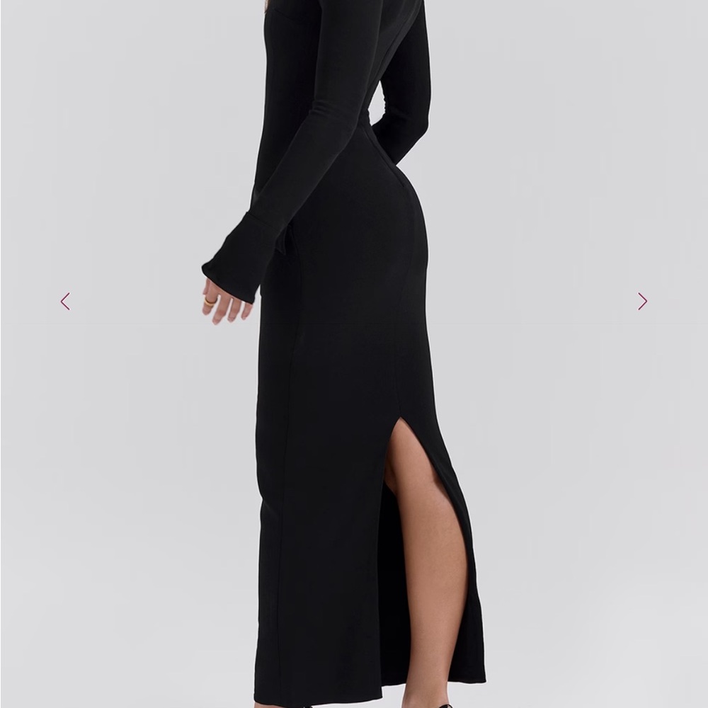 Elegant Black Long Sleeve Dress - Picture 3 of 6